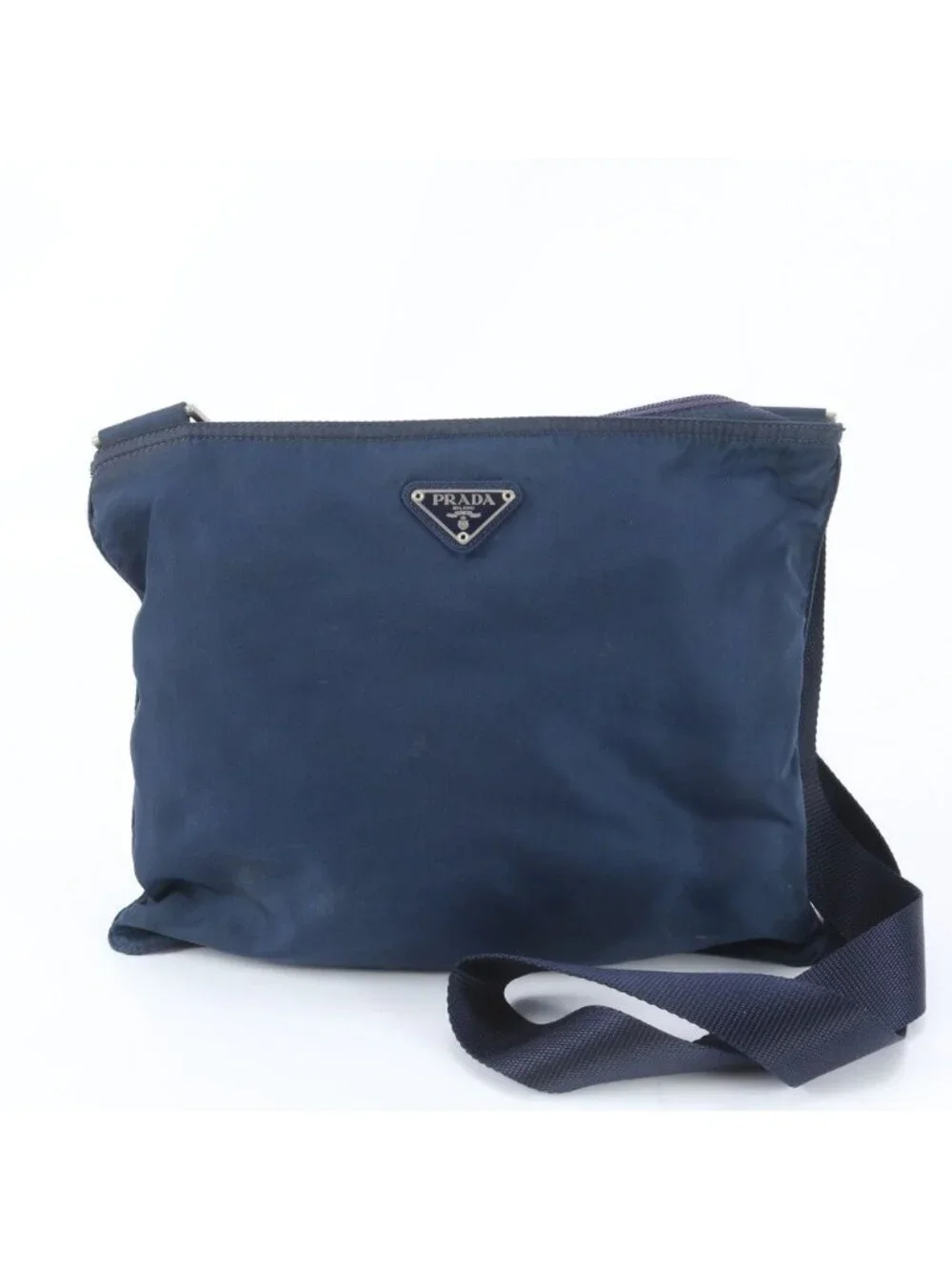 Prada Tessuto Nylon Triangle Logo Shoulder Bag Crossbody Messenger Navy